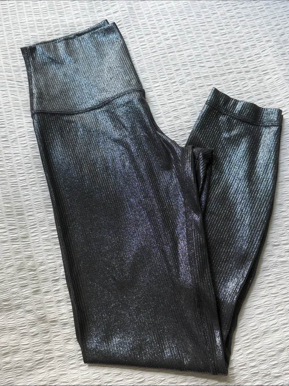 lululemon athletica Metallic Black High-Rise Ribbed Leggings
